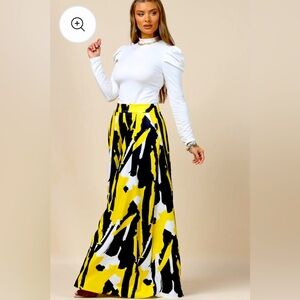 Mustard abstraction palazzo pants